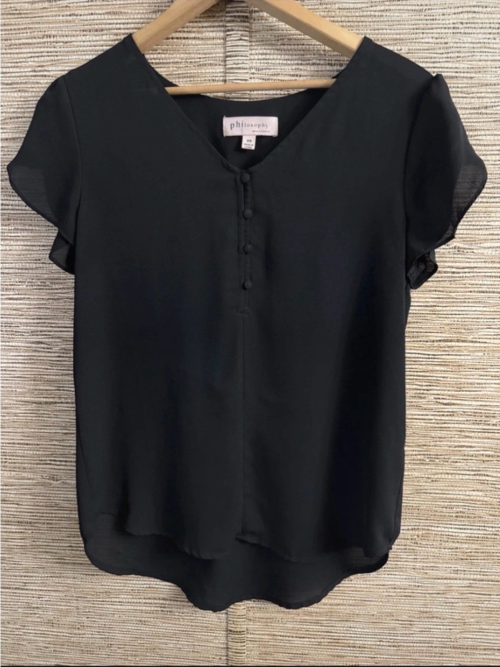 Philosophy Top Women’s XS Fluter Sleeve Chiffon Black